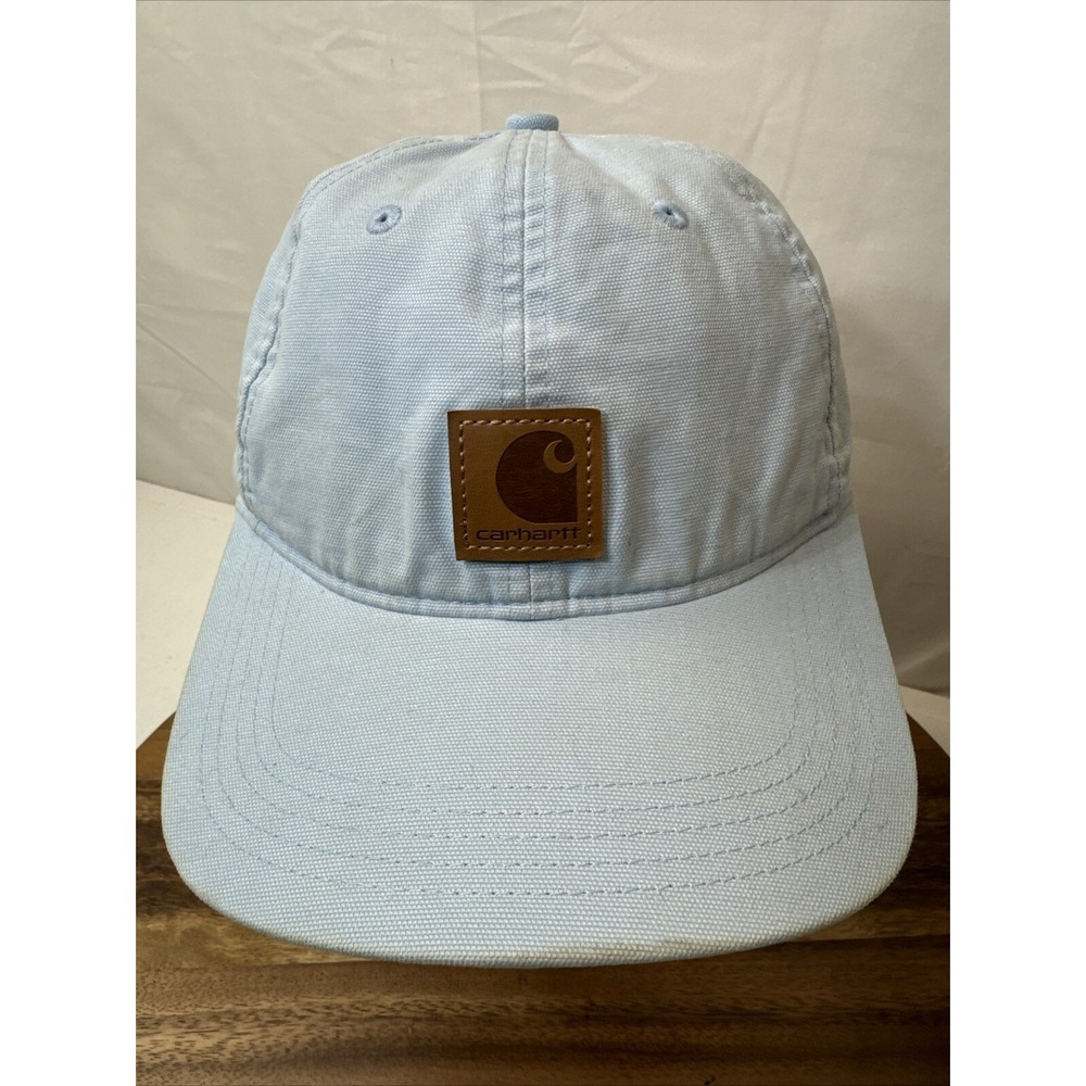 Carhartt hat, cap light blue adjustable fit Leather Patch New